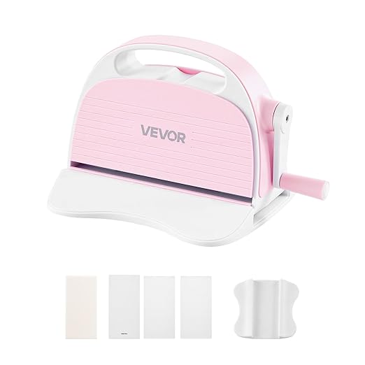 VEVOR Manual Die Cutting and Embossing Machine, 3" Opening, Portable Die Cut Machine with Cutting Plates, Ergonomic Handle, Easy to Store, for Arts and Crafts, Scrapbooking, Card Making, Crafting