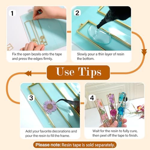 LET'S RESIN 12pcs Bookmark Bezels for Resin with Tassels, UV Resin Molds for DIY Bookmarks, Metal Bookmark Bezels Bulk for Craft Supplies & Wind Chime Accessories (Tape Not Included) (Pack of 3)