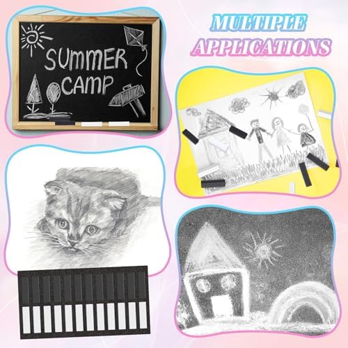 Watersay 24 Pcs Soft Pastel Drawing Chalk Set Square Sketch Chalk Non-toxic Artist Pastel Sticks for Professional Artists and Art Lovers(30 x 8 x 8 mm,Black,White)