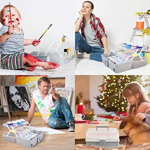 WEWLINE 3-Layers Plastic Portable Storage Box,Household Plastic Craft Supply Box with Handle,Multifunctional Storage Boxes for Children Student,Perfect for Home Office