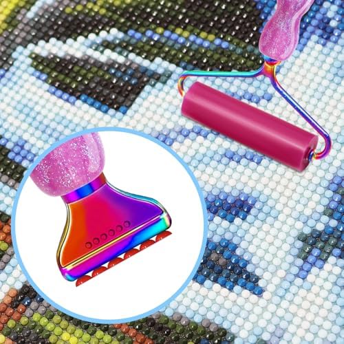 Diamond Painting Pen Kit - 7 Metal Tip Diamond Art Tools, 5D Diamond Painting Accessories for Adults Beginners, Resin Pen with Straight/Bent/Flat/Roller Nibs, Tray & Clay