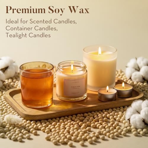 Crenovo Organic Soy Wax for Candle Making, Paraffin-Free, 5LB with 50 Wicks