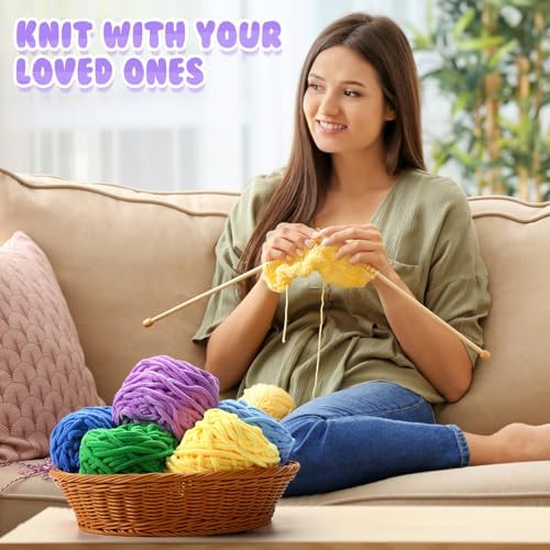 Buryeah Chunky Chenille Yarn for Crocheting, Novel Colors, 8 Pack