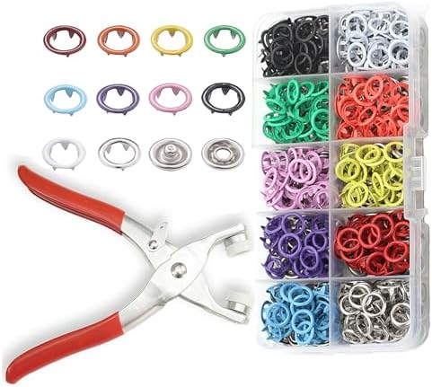 Minestylish 100 Sets Metal Snaps Buttons with Fastener Pliers Press Tool Kit Snaps for Sewing Perfect for DIY Crafts Clothes Hats and Sewing, Snap Button Fasteners Kit for Clothing(9.5mm / 400 PCS)