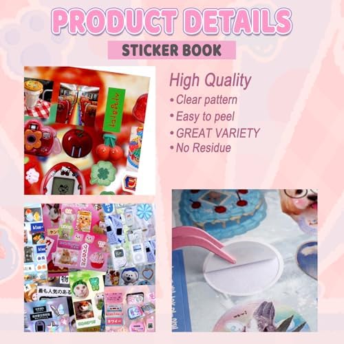 40 Sheets Japanese Sticker Book 2pcs Vintage Animal Technology Scrapbook Journal Stickers Cute Korean Stickers for Journaling Scrapbooking Planner Kawaii Sticker for Kid Adult DIY Cartoon Cosmtic Book