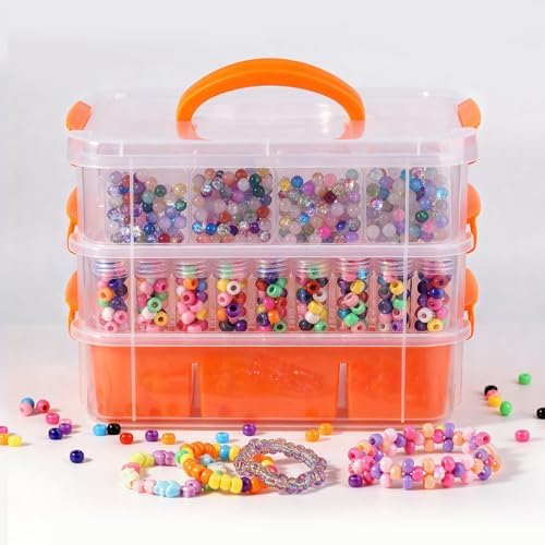 Bead Organizers 3-Tier Stackable Storage Container Box 87 Pcs Diamond Art Storage Plastic Storage Cases Mini Clear Bead Storage Containers for Bracelet Making DIY Jewelry Craft Nail Transparent Boxes