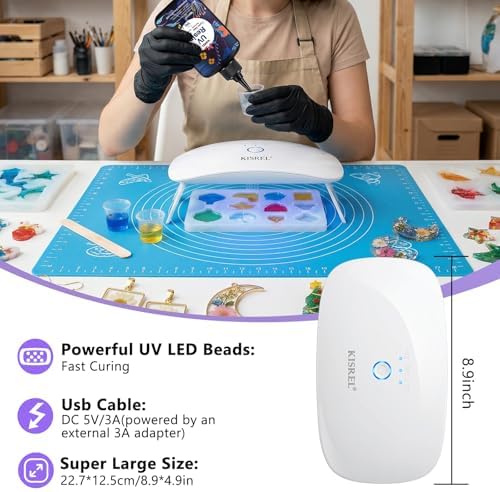 KISREL UV Light for Resin, Large 22LED Plug-in Non-Rechargeable Curing Lamp