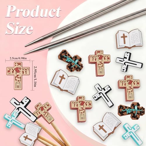 ZZXLLRO 10Pcs Cross Knitting Needle Stoppers Silicone Point Protectors Accessories Fit Size 2.5-13 (3mm-9mm) for All Different Needle Materials