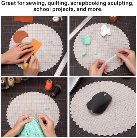 WUTA Circle Cutting Mat 8-inch Round Self Healing Mat Quilting Double-Sided Color for Cutting,Quilting, Sewing, Dressmaking & Crafts