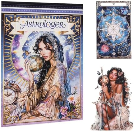 Astrology Sticker Book for Journaling, Pre-Cut Gorgeous Scrapbook Sticker for Adults Women, Transparent PET Washi Paper Materials for Collage Art, Card Making, Junk Journal