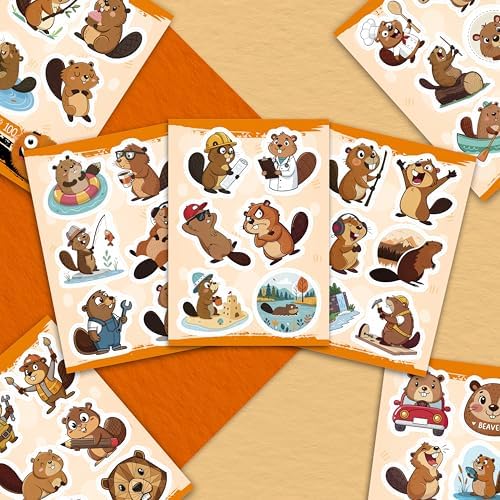 100Pcs Beaver Stickers for Water Bottle, Laptop - Funny Beaver Gifts, Party Supplies - Waterproof Stickers and Decals - Gift for Women & Men