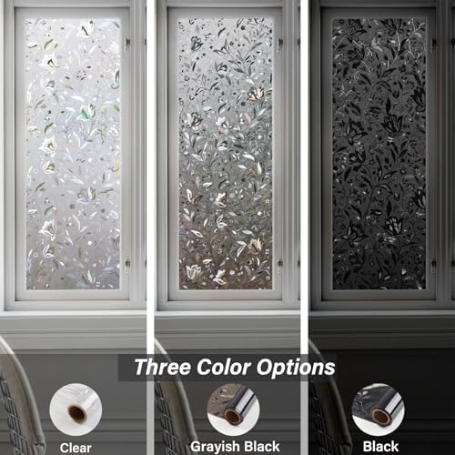 LEMON CLOUD Window Privacy Film, Stained Glass Window Cling, 17.5″ x 78.7″