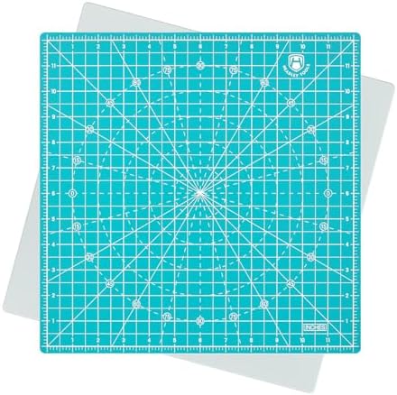 Headley Tools 12"x12" Rotating Cutting Mat, Self Healing Mat with 360-Degree Rotation & Anti-Slip Base, Sewing Board Cutting Mat Perfect for Fabric Quilting Leather Hobby Project, Light Blue