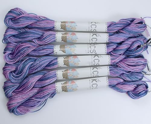 KCS Big skeins of 25 Meters Size 25 Color Variegated Cross Stitch Stranded Threads,6 skeins,4215