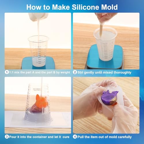 Silicone Mold Making Kit, 32oz 10A Elastic Liquid Silicone for Casting Resin molds and Candle & Soap Mold,Fast Cure Translucent Platinum Silicone Rubber