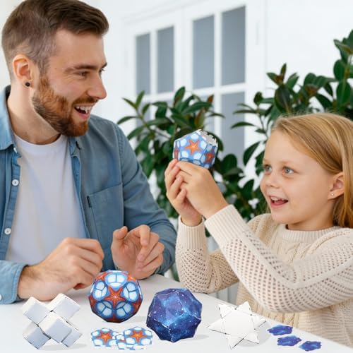 Foraineleyo Hands-On Math 3D Paper Folding Kit - STEM Origami Puzzle for Boys Girls Ages 6-12, Medium Level 3D Jigsaw-Style Models