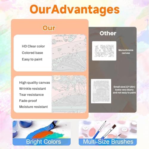 Flower Paint by Numbers Kit for Adults, DIY Oil Painting Canvas 16x20inch