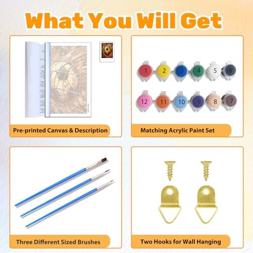 CRZMODE Soccer Paint by Numbers Kit for Adults, Soccer Paint by Numbers for Adults, Acrylic Painting Crafts for Home Decor Gift (16x16inch)