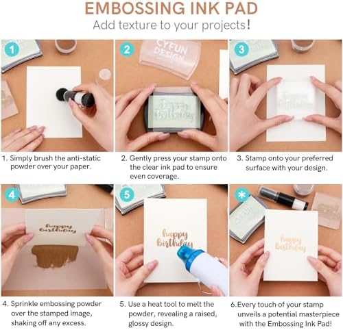 BAOFALI Clear Embossing Ink Pad for Stamping & Scrapbooking - Slow-Drying Crisp Ink, Raised Durable Surface for All Stamp Sizes | Long-Lasting Inkpads for Rubber Stamps Arts & Crafts Supplies