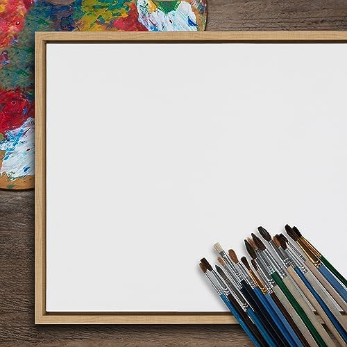 Kate and Laurel Sylvie Blank Framed Canvas Wall Art, 18x40 Natural, Modern Empty Canvas for Paint-Your-Own Art, Premium Canvas Already Framed