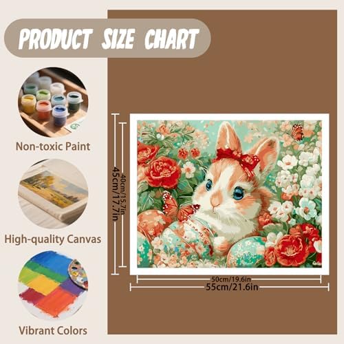 XTCIXAL Paint by Numbers Kit for Adults, Rabbit - 16X20 Inch