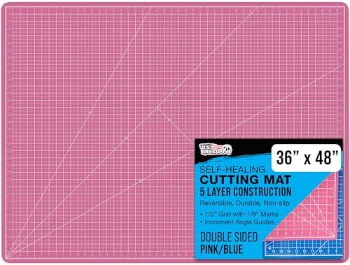 U.S. Art Supply 36"x48" Self-Healing Cutting Mat 5-Ply Pink/Blue