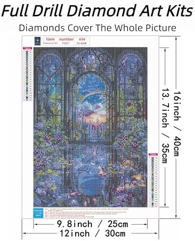 ckdiluy Flower Diamond Art Kits for Adults Beginners, 5D DIY Cityscape Diamond Painting Kits, Full Round Drill Gothic Arched Window Diamonds Dots Gem Art Crystal, Home Wall Decor 12X16 Inch