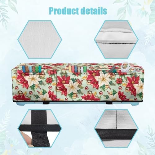 Binienty Xmas Poinsettia Cutting Machine Dust Cover, Christmas Decoration Cutting Maker Accessories, Scrapbooking Die-Cut Machine Covers Organizer Accessories with Storage Pockets