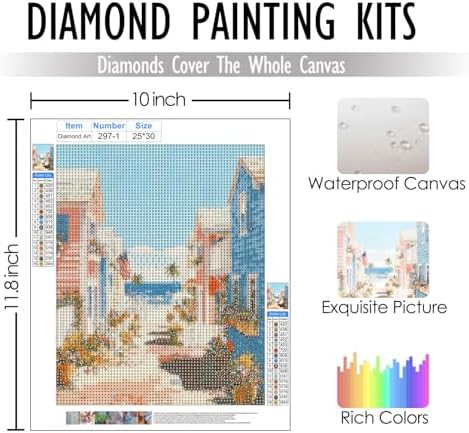 RLTXBUK 2 Pack Coastal Beach Diamond Art Kits, Nautical Sailboat Seaside Hydrangea Landscape Gem Diamond Painting Art Kits for Adults Kids Beginners, Beach House Decor, 9.8x11.8 Inch