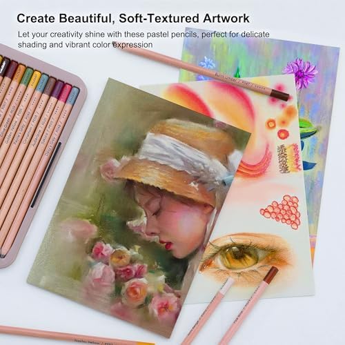 KALOUR Pro Pastel Chalk Colored Pencils,24 Colors portrait set,Color Charcoal Pencils for Drawing Sketching Coloring Shading,Art Supplies for Adults Artists