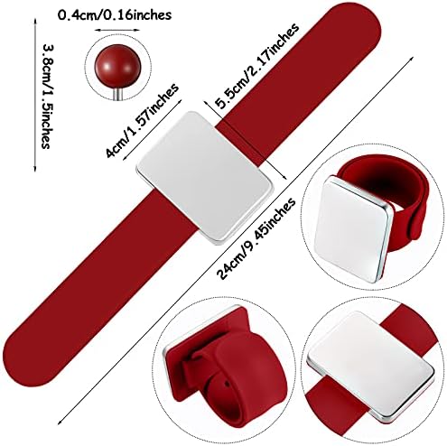 WILLBOND Magnetic Wrist Sewing Pincushion with 100 Pcs 1.5" Pins,Red