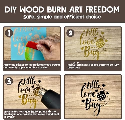 1DFAUL Wooden Burning Paste, 4 OZ Wood Burn Gel with Silicone Squeegee