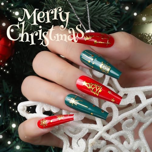 Teenitor 50 Sheets Nail Stickers for Nail Art, Nail Decals Gold Nail Stickers for Kids Women in Fall Winter Halloween Christmas, Nail Decorations
