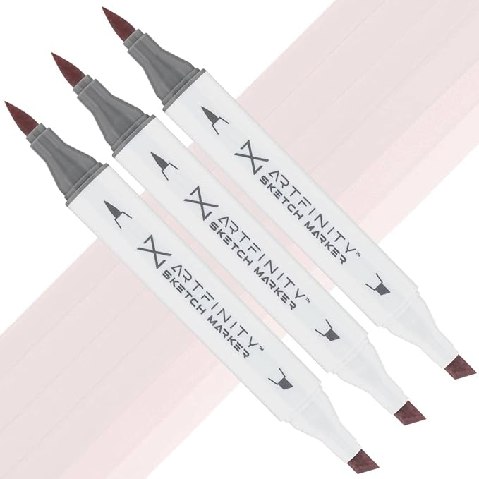 Artfinity Sketch Markers - Set of 3 - Cherry White RV9-1, Vibrant, Professional, Dye-Based Alcohol Markers for Artists, Drawing, Travel, & More