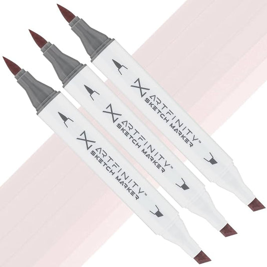 Artfinity Sketch Markers - Set of 3 - Cherry White RV9-1, Vibrant, Professional, Dye-Based Alcohol Markers for Artists, Drawing, Travel, & More