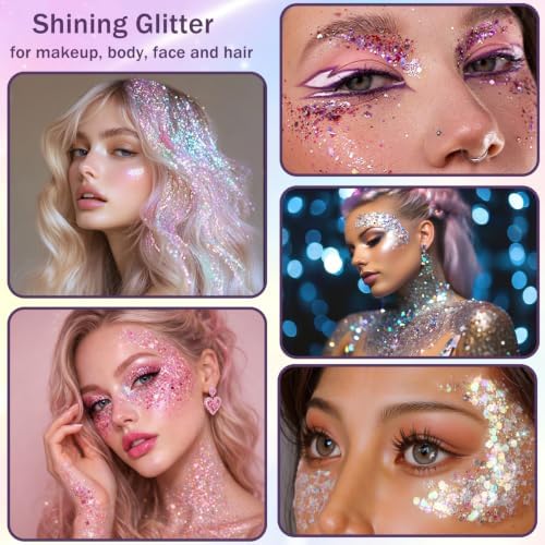 HEMOER Orange Opal Glitter 100g/3.5oz, Cosmetic Mixed Hexagon Chunky & Fine Craft Glitter Resin Sequins for Epoxy Glass, Resin Art, Body, Hair, Face, Nail, Tumbler, Festival Party