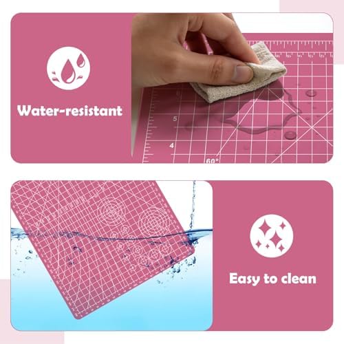Sewing Cutting Mat 12in x 9in,Small Self Healing Cutting Board A4 Rotary Cutting Mat for Crafts Pink Double Sided Thickened PVC Craft Cutting Board for Quilting Hobby Fabric Precision