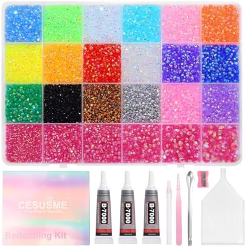 28000 Pcs Color Rhinestones Bedazzling Kit, Dark Rose Red Resin Jelly Gems
