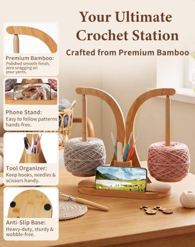 SPEENSUN Tangle-Free Magnetic Double Yarn Holder for Crocheting