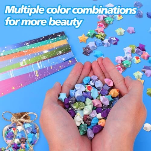 Vodolo Star Origami Paper ,1880 Sheets Solid Color Gradient Color Strip Double Sided Origami Stars Paper Lucky Star Decoration Paper Strips DIY Hand Art Crafts