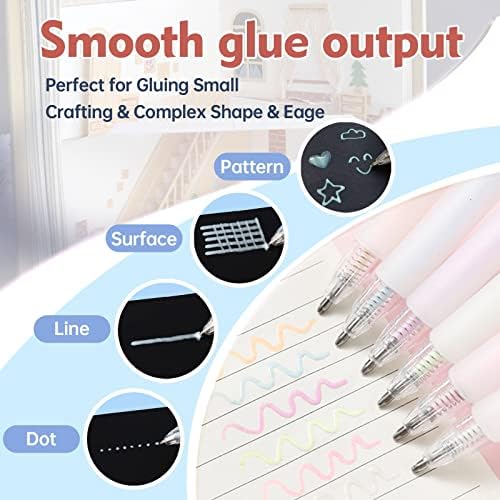 Quick Dry Glue Pens, Ballpoint Roller Stick Pen Set, Apply Glue Like Writing, Easy Precise Control Fine Tip Adhesive for Crafting, Scrapbooking, Card Making, Foil Calligraphy, Kids, Artists