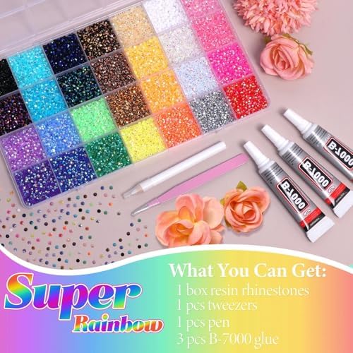 32000Pcs Rhinestones Bedazzling Kit with Tools, Color Resin Rhinestones