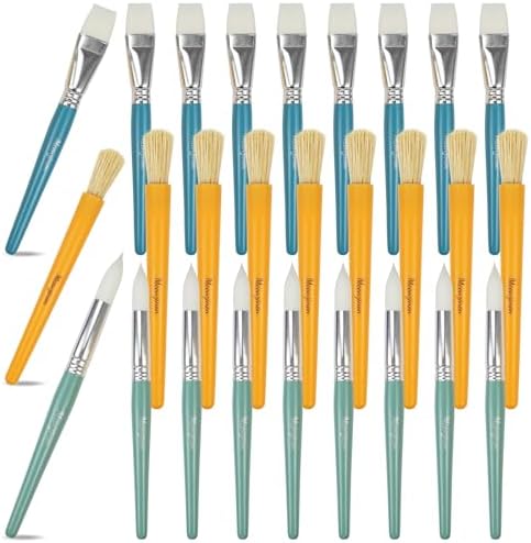 Kids Paint Brushes Bulk, 24PCS Classroom Paint Brushes for Kids