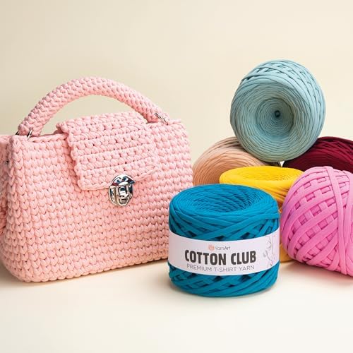 YARNART Cotton Elastic Fabric Spaghetti Premium T-Shirt Knitting Yarn for Bag Basket Cushion Crocheting Projects and Home Decor, Super Bulky (Pack of 1) (7306),