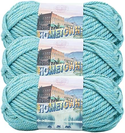 Lion Brand Yarn Hometown Yarn, Super-Bulky Yarn for Knitting, Crocheting, and Crafting, 3 Pack, Reseda Dojo