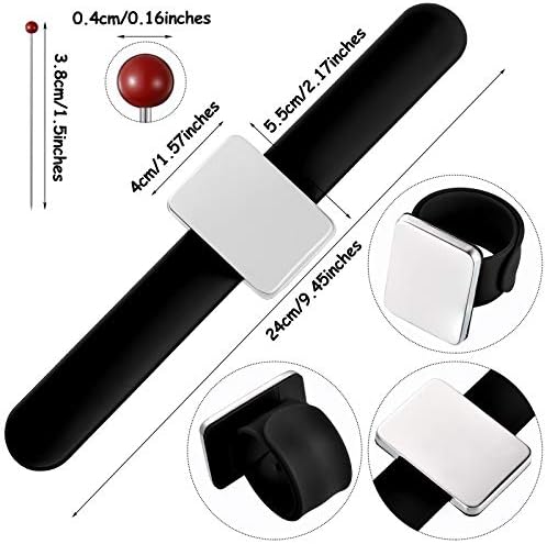 WILLBOND Magnetic Wrist Sewing Pincushion with 100 Pcs 1.5" Pins, Black