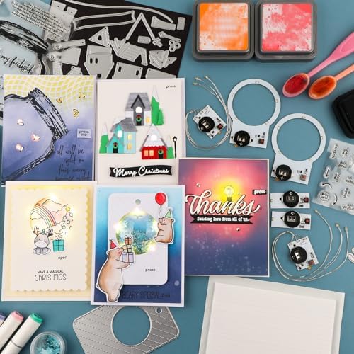 BAOFALI 21 PCS Creative Easy Halo Lights & Easy Lights for DIY Light-Up Christmas Cards Making Scrapbook Decoration ; Self-Adhesive Light-Up Units with Warm White LEDs (Without Battery)
