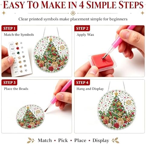 Christmas Pearl Diamond Art Kits for Adult，Hanging Pearl Painting Kit