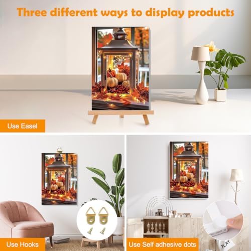 MOGTAA Halloween Paint by Numbers Kit for Adults Beginners with Frame, Fall Pumpkin Adult Paint by Number Kits on Canvas with Easel, Easy DIY Landscape Oil Painting Kits for Home Decor, 8x12in