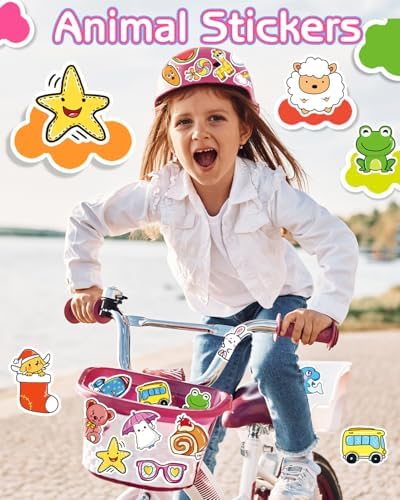 Apakkai 600 Pcs Cute Stickers for Kids, Water Bottle Stickers for Teens, Kawaii Vinyl Phone Laptop Skateboard Animal Waterproof Sticker, Bulk Aesthetic Sticker Packs for Boys Girls Teacher